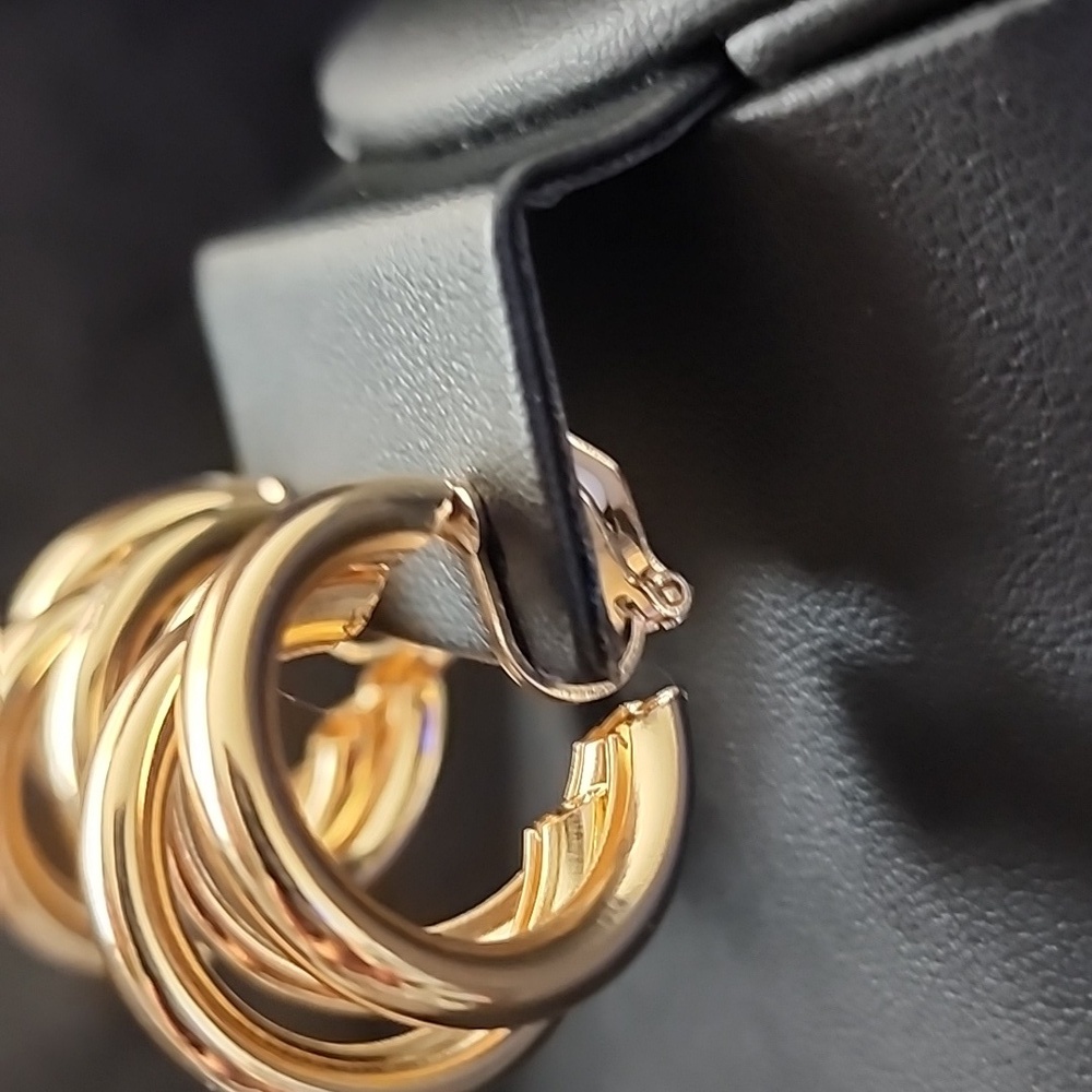 CLIP ON TRIO HOOP STYLISH HOOPS 316L AND ZINC ALLOYS - Picture 3 of 5